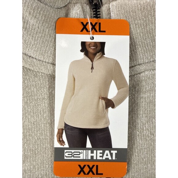32 Degrees Tops - 32 Degrees Heat Women’s XXL 1/4 Zip Pullover Tan Chenile Warm Pockets NWT